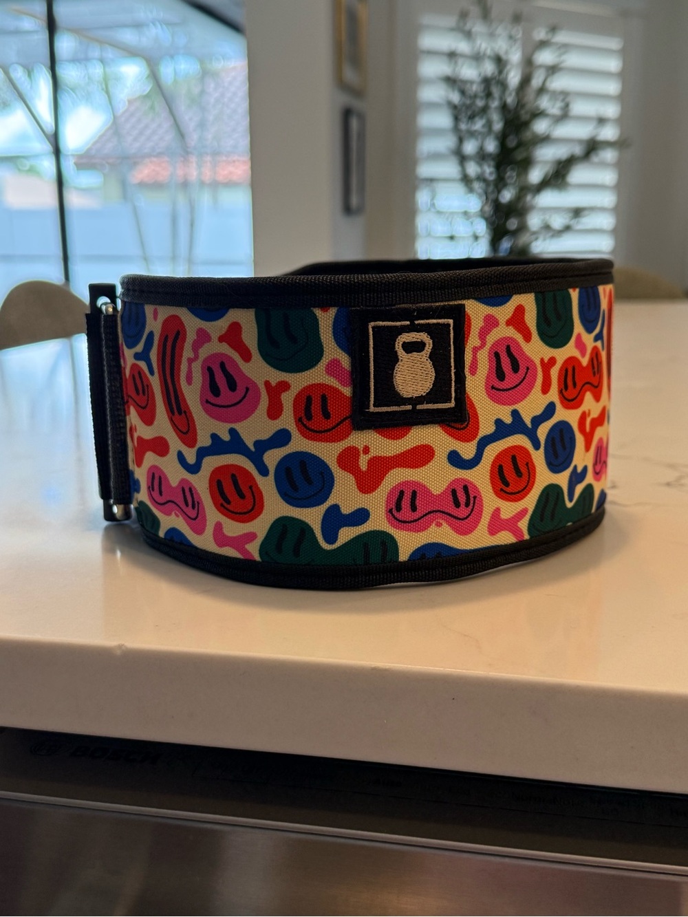 Colorful Smiley Pattern Weightlifting Belt